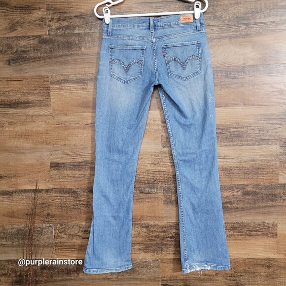 Vtg Levi's Jeans Size 5 Flare 524 Too Super Low Medium Light Wash Y2K Western - Picture 2 of 10